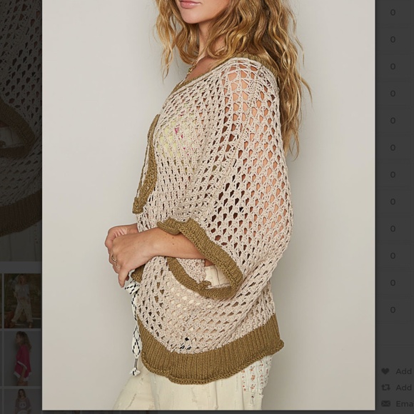 POL “ Barcelona 3” POL Open Knit Thin Summer Sweater with Peace detail SR5 - Picture 3 of 5